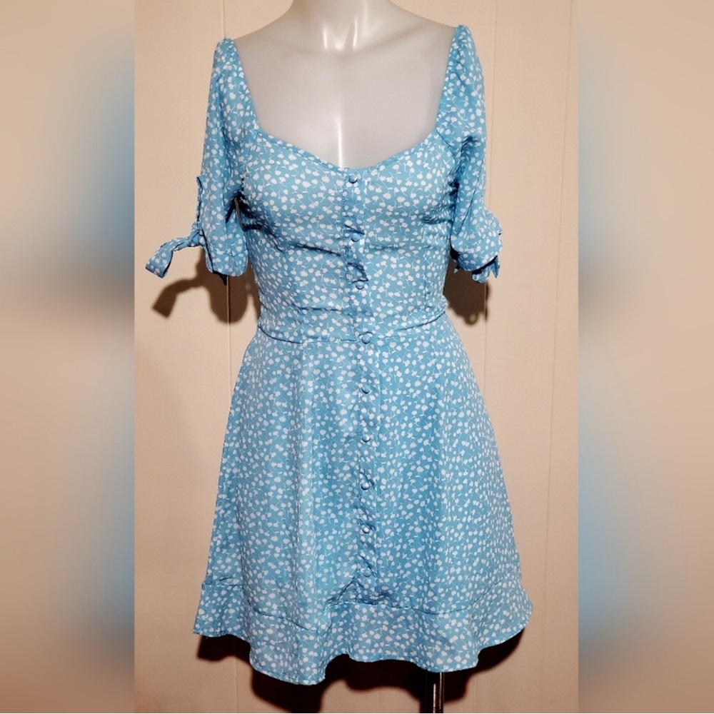 Sienna Sky Light Blue Floral Mini Dress - Picture 4 of 13